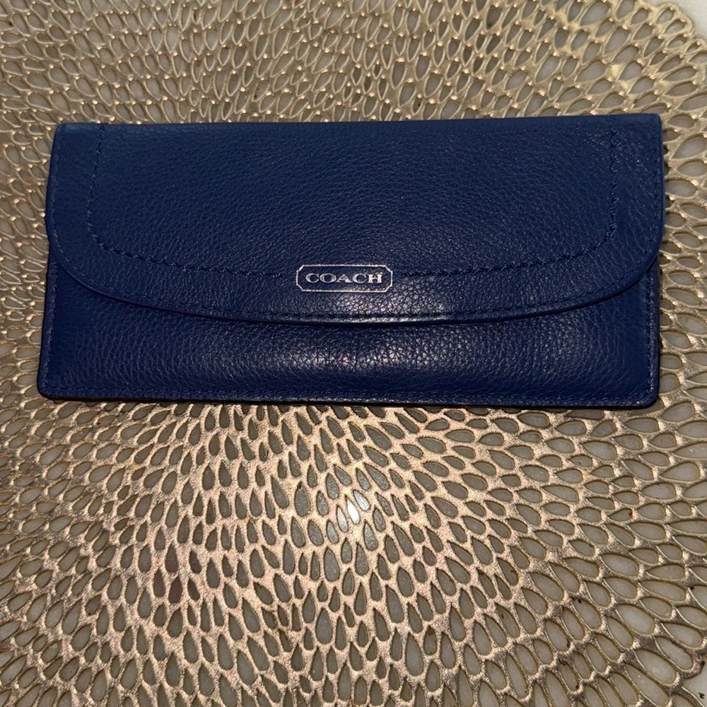 Coach Navy Leather Clutch